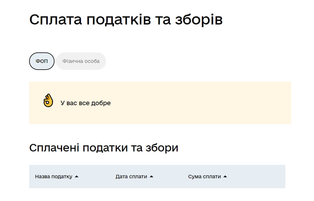 сплата податків в дія