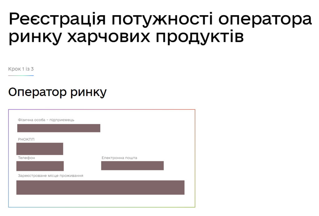Реєстрація операторів потужностей ринку